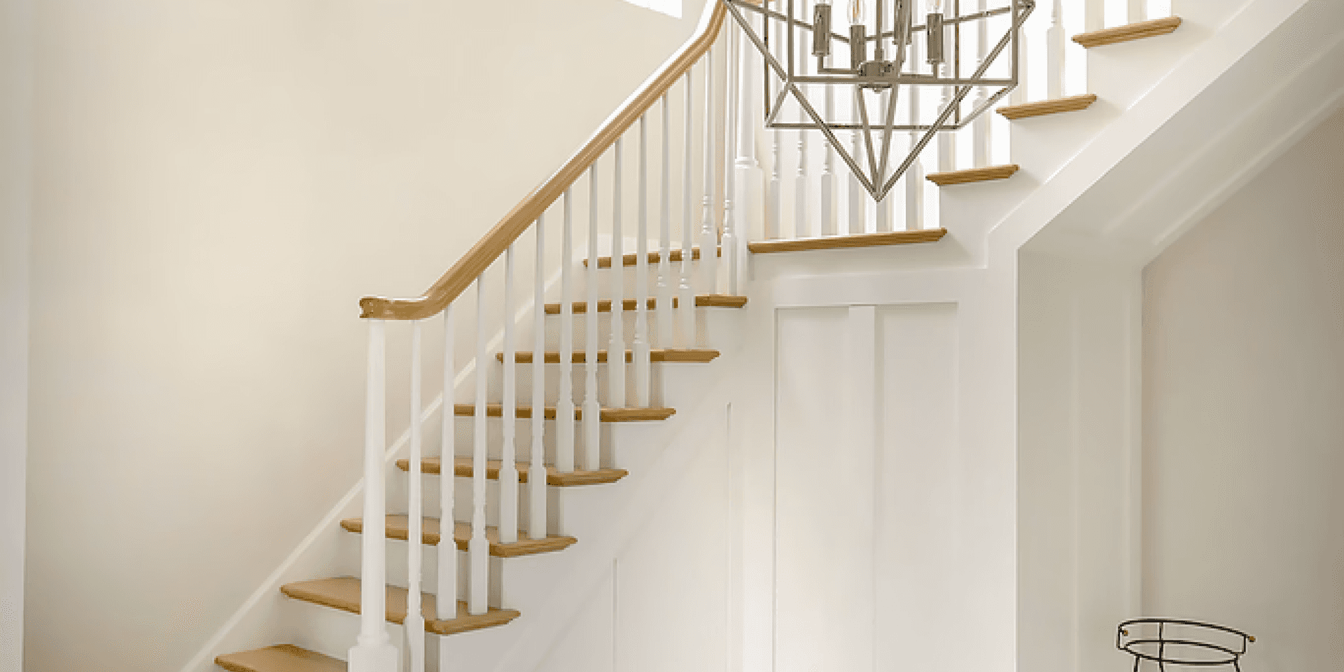 Stairs white softwood cut string closed riser stairs