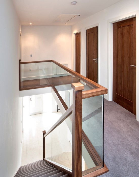 walnut and glass stairs