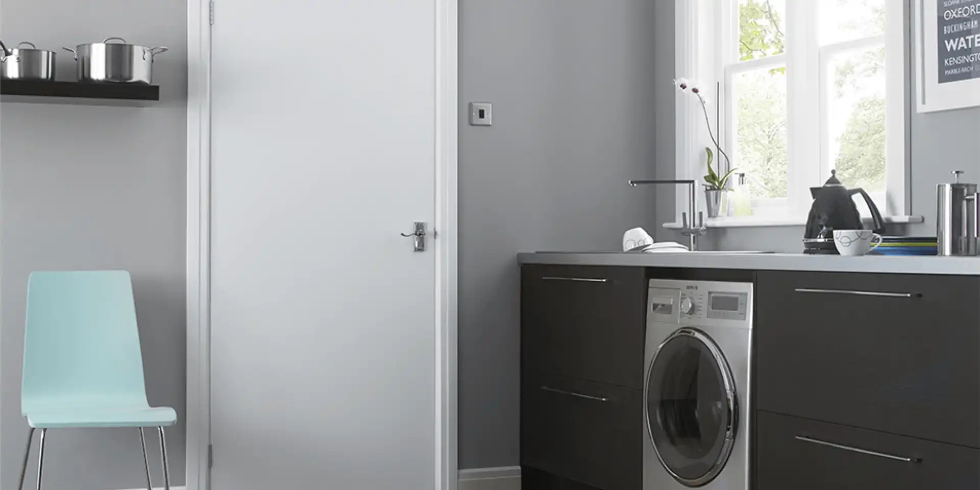 white door in kitchen