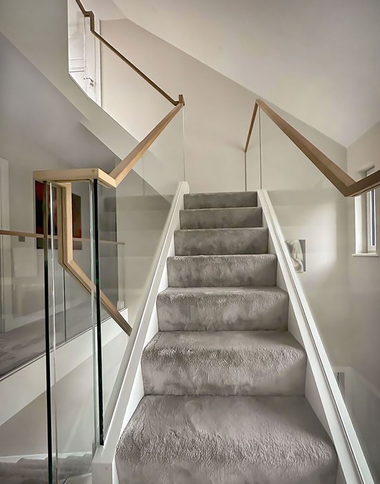 softwood stairs with toughend glass 1