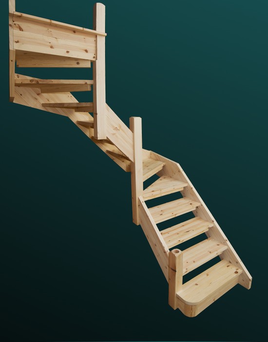 open riser attic softwood stairs