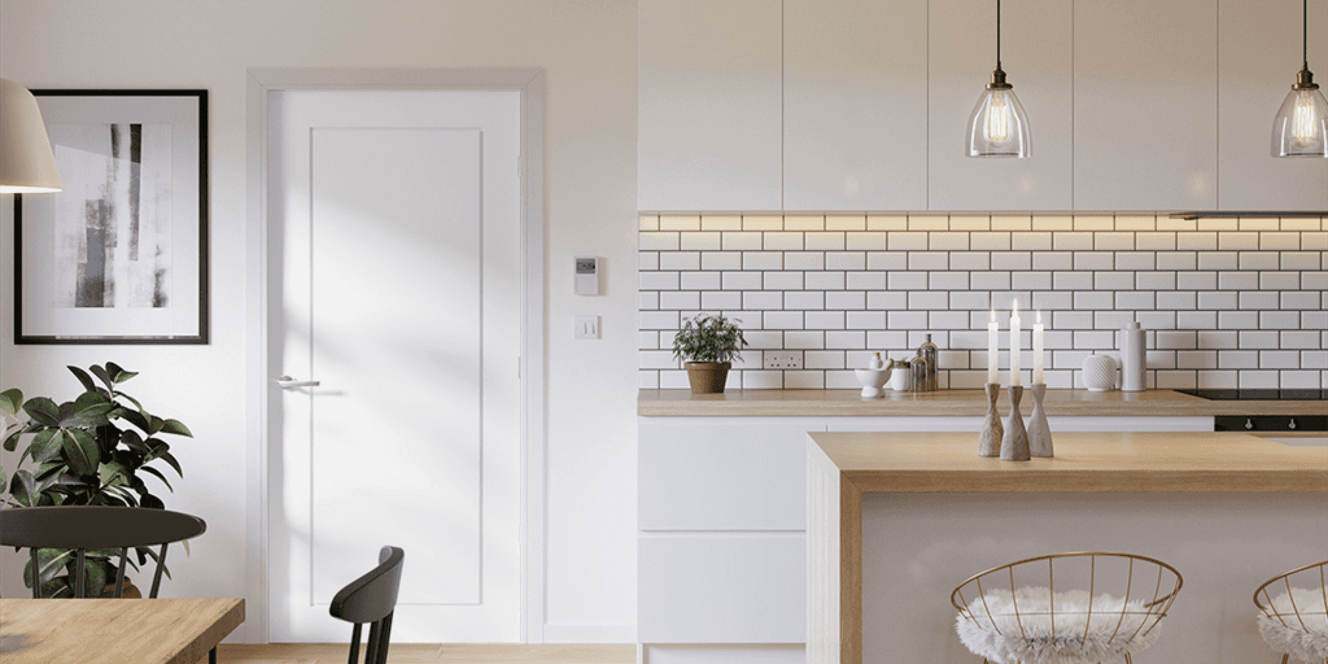 <h1 style="font-size: 3rem;">Glazed Collection</h1> glazed door in kitchen