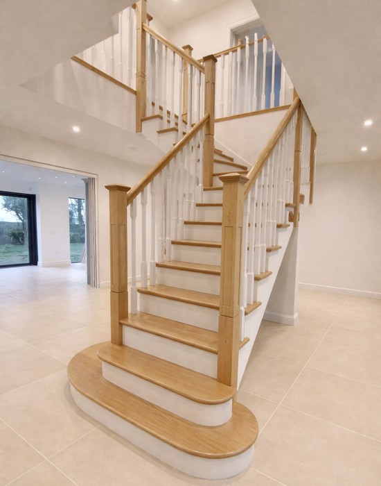 softwood cut string stairs oak