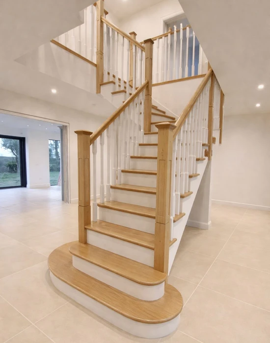 softwood cut string stairs oak