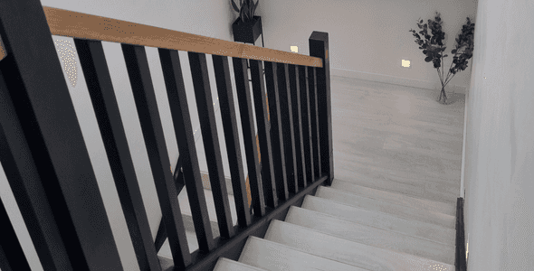 Oak Stairs closed riser closed string stairs with black railings